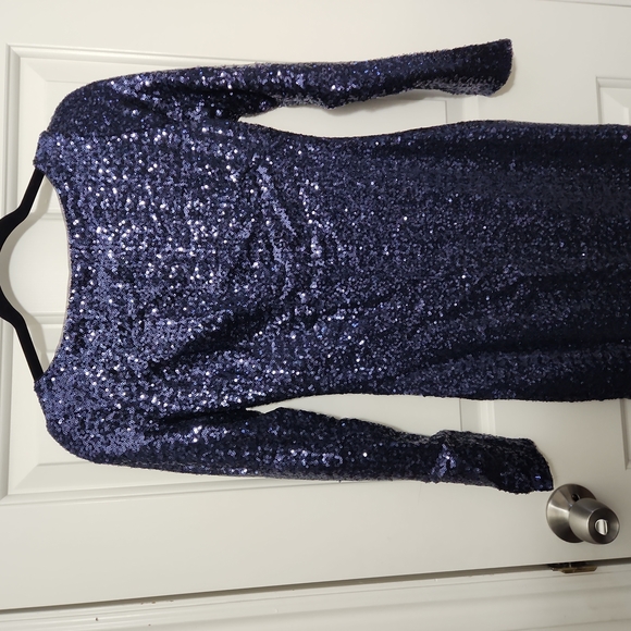 Ralph Lauren Navy Sequined Scoop-Back Dress - Picture 8 of 10